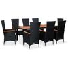 vidaXL 9 Piece Outdoor Dining Set Poly Rattan Acacia Wood Black