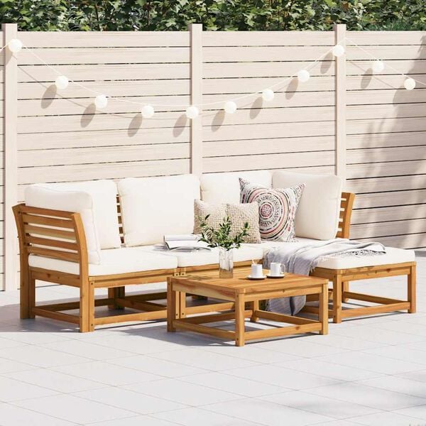 vidaXL 5 Piece Garden Lounge Set with Cushions Solid Wood Acacia