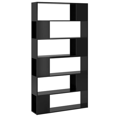 vidaXL Book Cabinet Room Divider High Gloss Black 100x24x188 cm