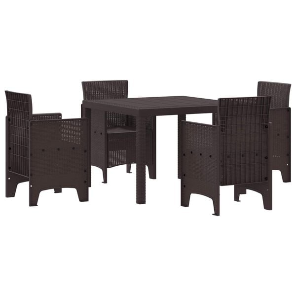 vidaXL Garden Dining Set 5 pcs Brown Polypropylene
