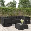 vidaXL 6 Piece Outdoor Sofa Set with Cushions Black Poly Rattan