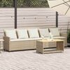 vidaXL Garden Sofa 5-Seater with Cushions Beige Poly Rattan