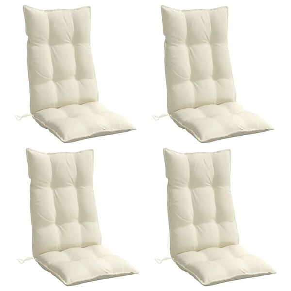 vidaXL Highback Chair Cushions 4 pcs Cream Oxford Fabric