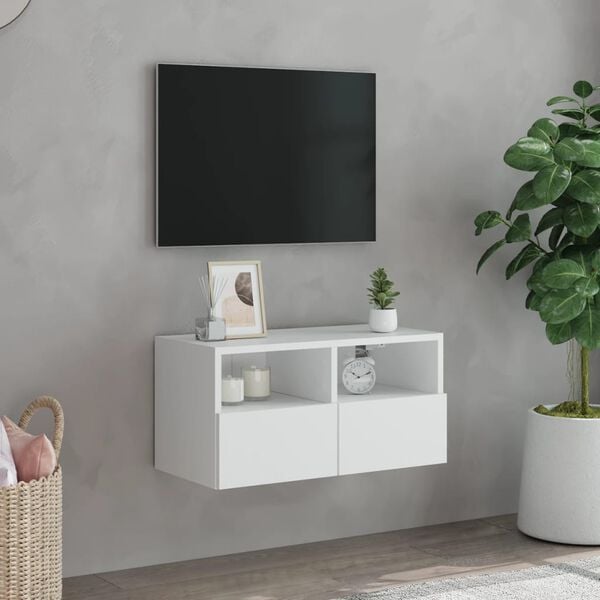 vidaXL TV Wall Cabinet White 60x30x30 cm Engineered Wood