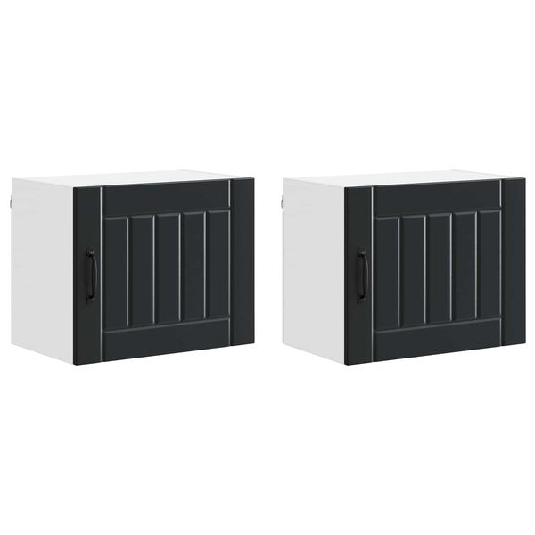 vidaXL Dishwasher Panel Lucca 2 pcs Black 50 x 31 x 40 cm