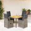vidaXL 5 Piece Garden Bistro Set with Cushions Grey Poly Rattan