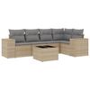 vidaXL 6 Piece Garden Sofa Set with Cushions Beige Poly Rattan
