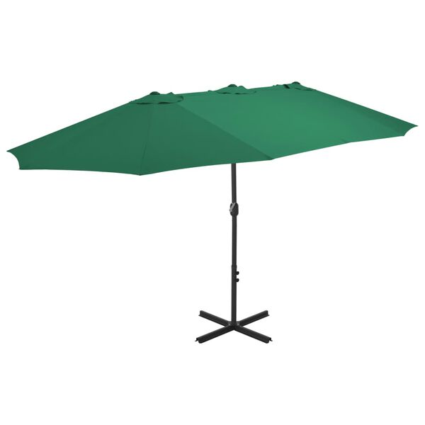 vidaXL Garden Parasol with Aluminium Pole 460x270 cm Green