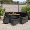 vidaXL Garden Sofa Set with Cushion 9 pcs Black Poly Rattan