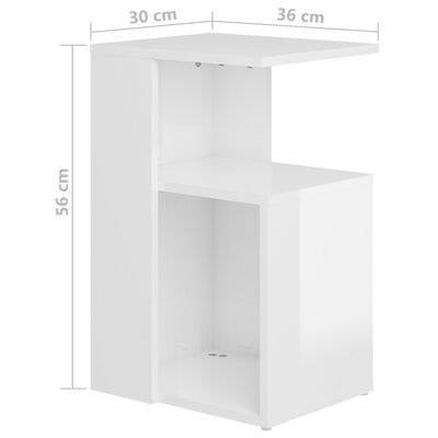 vidaXL Side Table High Gloss White 36x30x56 cm Engineered Wood