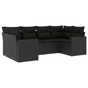 vidaXL 6 Piece Garden Sofa Set with Cushions Black Poly Rattan