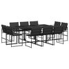 vidaXL 11 Piece Garden Dining Set with Cushions Black Textilene