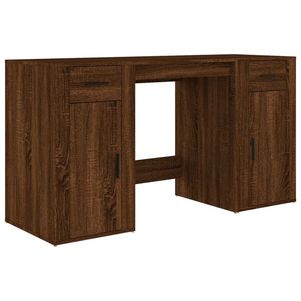 vidaXL Desk with Cabinet Brown Oak Engineered Wood