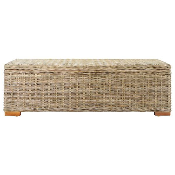 vidaXL Storage Box 110 cm Natural Kubu Rattan & Solid Wood Mahogany