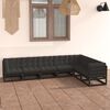vidaXL 7 Piece Garden Lounge Set with Cushions Black Solid Pinewood