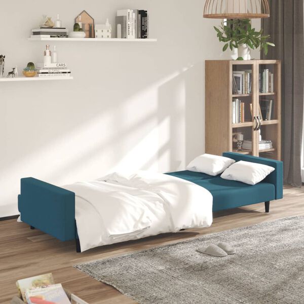 vidaXL 2-Seater Sofa Bed Blue Velvet