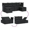 vidaXL 6 Piece Garden Sofa Set with Cushions Black Poly Rattan