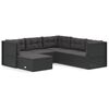 vidaXL 6 Piece Garden Lounge Set with Cushions Black Poly Rattan