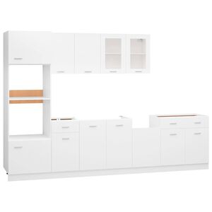 vidaXL 7 Piece Kitchen Cabinet Set Lyon" White Engineered Wood