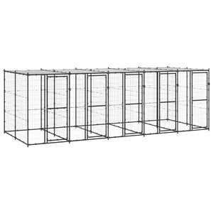 vidaXL Outdoor Dog Kennel Steel with Roof 12.1 m&sup2;