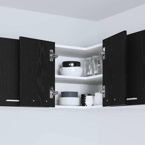 vidaXL Hanging Cabinet Black Oak and White 57 x 57 x 40 cm