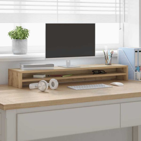 vidaXL Monitor Stand Artisan Oak 100x24x13 cm Engineered Wood