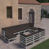 vidaXL 10 Piece Garden Lounge Set with Cushions Grey Solid Pinewood