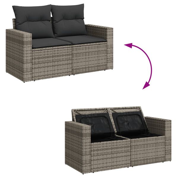 vidaXL 6 Piece Garden Sofa Set with Cushions Grey Poly Rattan