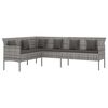 vidaXL L-shaped Garden Sofa with Cushions Grey Poly Rattan
