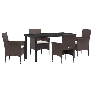 vidaXL Garden Dining Set 5 pcs Brown Poly Rattan