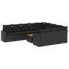 vidaXL 11 Piece Garden Sofa Set with Cushions Black Poly Rattan
