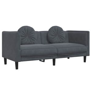 vidaXL Sofa with Cushions 2-Seater Dark Grey Velvet