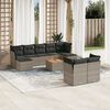 vidaXL 10 Piece Garden Sofa Set with Cushions Grey Poly Rattan