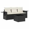 vidaXL 4 Piece Garden Sofa Set with Cushions Black Poly Rattan
