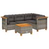 vidaXL 5 Piece Garden Sofa Set with Cushions Grey Poly Rattan