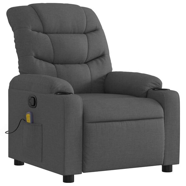 vidaXL Massage Recliner Chair Dark Grey Fabric
