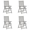 vidaXL Garden Reclining Chairs 4 pcs Grey Solid Acacia Wood