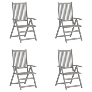 vidaXL Garden Reclining Chairs 4 pcs Grey Solid Acacia Wood