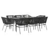 vidaXL 9 Piece Garden Dining Set with Cushions Black Poly Rattan Glass