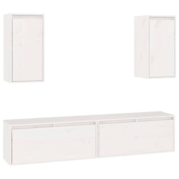 vidaXL TV Cabinets 4 pcs White Solid Wood Pine