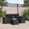 vidaXL 5 Piece Garden Sofa Set with Cushions Black Poly Rattan