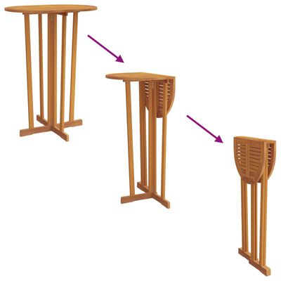 vidaXL 5 Piece Folding Bar Set Solid Wood Teak
