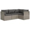 vidaXL 4 Piece Garden Lounge Set with Cushions Grey Poly Rattan