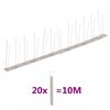 vidaXL 2-row Stainless Steel Bird & Pigeon Spikes Set of 20 10 m