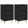 vidaXL Bed Cabinets with Solid Wood Legs 2 pcs Black 40x35x69 cm