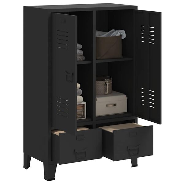 vidaXL Wardrobe Metal Industrial Style 67x35x107 cm Black