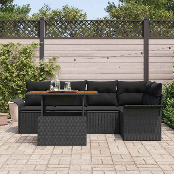 vidaXL Garden Sofa Set with Cushion 6 pcs Black