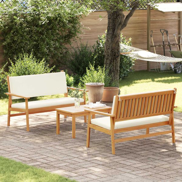 vidaXL Garden Sofa Set with Cushion 3 pcs Brown Solid Acacia wood