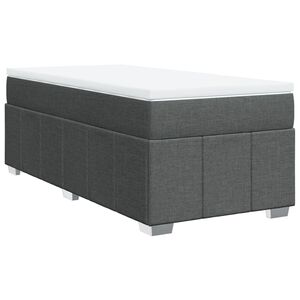 vidaXL Box Spring Bed with Mattress Dark Grey King Single Fabric
