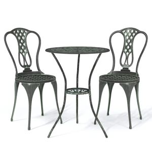 vidaXL 3 Piece Bistro Set Cast Aluminium Green